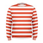 Horizontal Stripes - White and Tomato Red Men s Sweatshirt