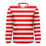 Horizontal Stripes - White and Red Men s Long Sleeve T-shirt