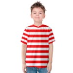 Horizontal Stripes - White and Red Kid s Cotton Tee