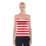 Horizontal Stripes - White and Red Spaghetti Strap Top