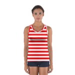 Horizontal Stripes - White and Red Women s Sport Tank Top