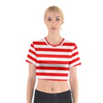 Horizontal Stripes - White and Red Cotton Crop Top