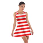 Horizontal Stripes - White and Red Cotton Racerback Dress