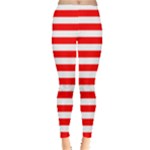 Horizontal Stripes - White and Red Women s Leggings