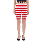 Horizontal Stripes - White and Red Yoga Cropped Leggings