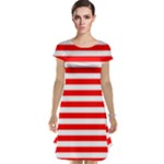 Horizontal Stripes - White and Red Cap Sleeve Nightdress