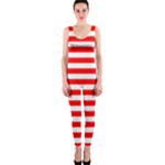 Horizontal Stripes - White and Red OnePiece Catsuit