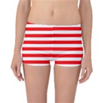 Horizontal Stripes - White and Red Reversible Boyleg Bikini Bottoms