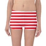 Horizontal Stripes - White and Red Boyleg Bikini Bottoms