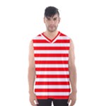 Horizontal Stripes - White and Red Men s Basketball Tank Top