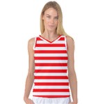 Horizontal Stripes - White and Red Women s Basketball Tank Top