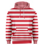 Horizontal Stripes - White and Alizarin Red Men s Pullover Hoodie