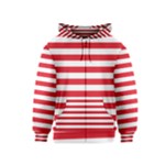 Horizontal Stripes - White and Alizarin Red Kid s Zipper Hoodie