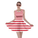 Horizontal Stripes - White and Alizarin Red Skater Dress