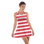 Horizontal Stripes - White and Alizarin Red Cotton Racerback Dress