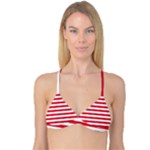 Horizontal Stripes - White and Alizarin Red Reversible Tri Bikini Top