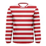 Horizontal Stripes - White and Fire Engine Red Men s Long Sleeve T-shirt