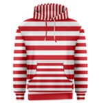 Horizontal Stripes - White and Fire Engine Red Men s Pullover Hoodie