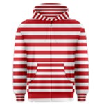 Horizontal Stripes - White and Fire Engine Red Men s Zipper Hoodie