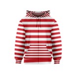 Horizontal Stripes - White and Fire Engine Red Kid s Zipper Hoodie