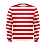 Horizontal Stripes - White and Fire Engine Red Men s Sweatshirt