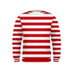 Horizontal Stripes - White and Fire Engine Red Kid s Sweatshirt