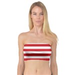 Horizontal Stripes - White and Fire Engine Red Bandeau Top