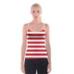 Horizontal Stripes - White and Fire Engine Red Spaghetti Strap Top