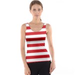 Horizontal Stripes - White and Fire Engine Red Tank Top