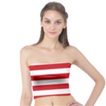 Horizontal Stripes - White and Fire Engine Red Tube Top