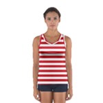 Horizontal Stripes - White and Fire Engine Red Women s Sport Tank Top