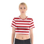 Horizontal Stripes - White and Fire Engine Red Cotton Crop Top