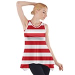 Horizontal Stripes - White and Fire Engine Red Side Drop Tank Tunic