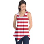 Horizontal Stripes - White and Fire Engine Red Sleeveless Tunic