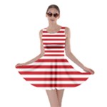 Horizontal Stripes - White and Fire Engine Red Skater Dress