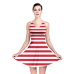 Horizontal Stripes - White and Fire Engine Red Reversible Skater Dress