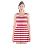 Horizontal Stripes - White and Fire Engine Red Scoop Neck Skater Dress