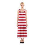 Horizontal Stripes - White and Fire Engine Red Full Print Maxi Dress