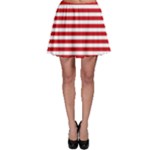 Horizontal Stripes - White and Fire Engine Red Skater Skirt