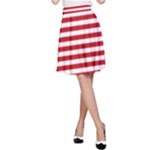 Horizontal Stripes - White and Fire Engine Red A-Line Skirt