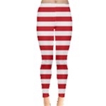 Horizontal Stripes - White and Fire Engine Red Women s Leggings