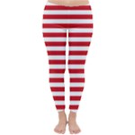 Horizontal Stripes - White and Fire Engine Red Winter Leggings