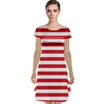 Horizontal Stripes - White and Fire Engine Red Cap Sleeve Nightdress