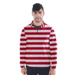 Horizontal Stripes - White and Fire Engine Red Wind Breaker (Men)