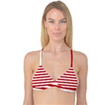 Horizontal Stripes - White and Fire Engine Red Reversible Tri Bikini Top