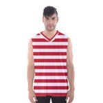 Horizontal Stripes - White and Fire Engine Red Men s Basketball Tank Top