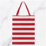 Horizontal Stripes - White and Fire Engine Red Classic Tote Bag