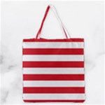 Horizontal Stripes - White and Fire Engine Red Grocery Tote Bag