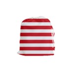 Horizontal Stripes - White and Fire Engine Red Drawstring Pouch (M)