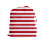 Horizontal Stripes - White and Fire Engine Red Drawstring Pouch (XL)